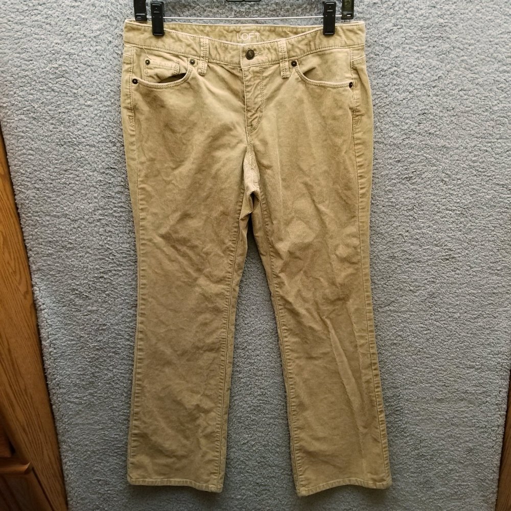 Loft Women's 6P Ann Taylor Corduroy Curvy Tan Bootcut Jeans 31.75" 29.5" 8"